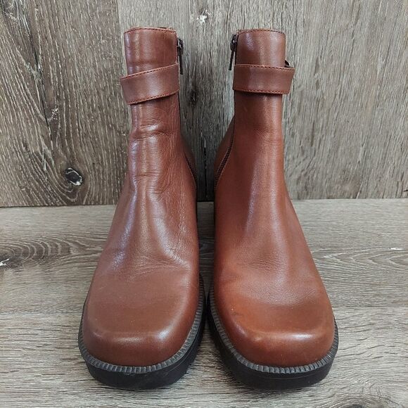 Vintage 90s Nicole 'Huey' Brown Leather Chunky Boots Size 7.5 - Picture 2 of 10